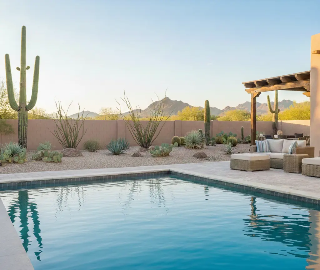 Pool cleaning technician at work
