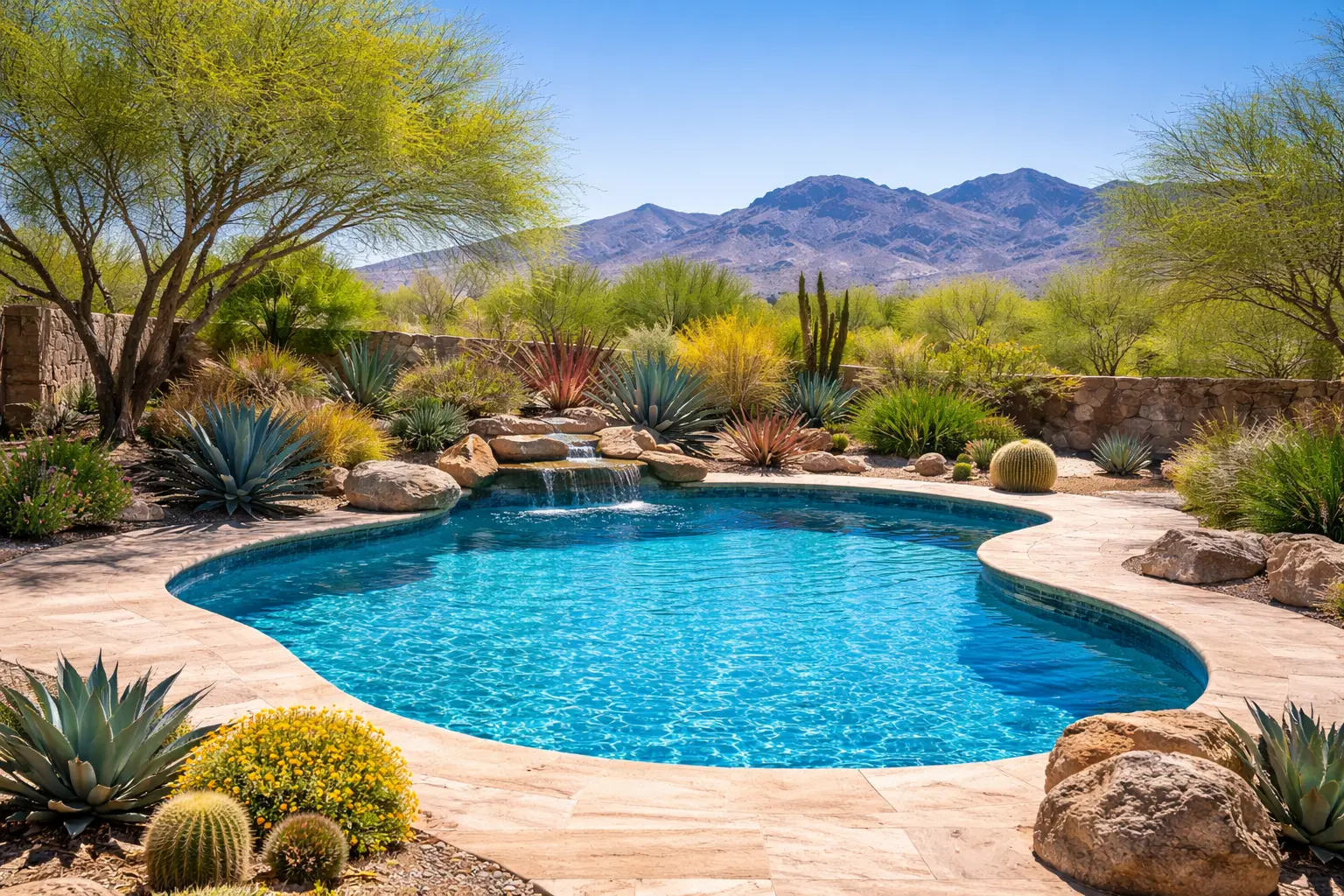 Technician vacuuming a swimming pool